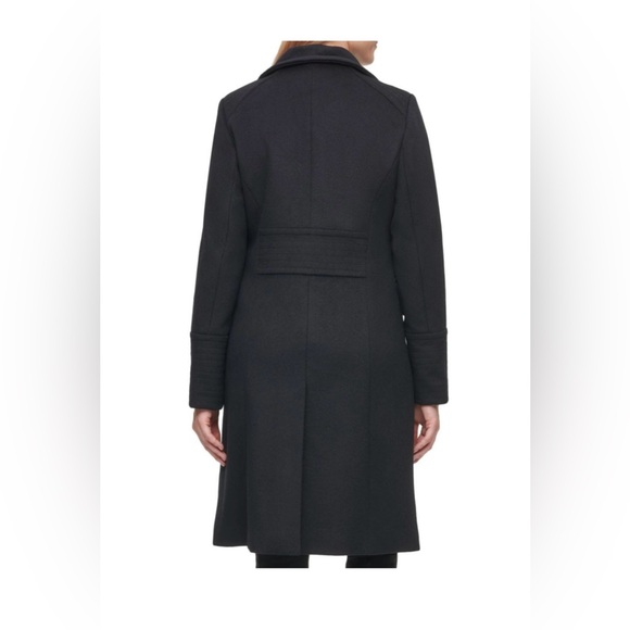 Karl Lagerfeld Paris Wool Stand Collar Coat | Medium | Navy - Picture 3 of 17